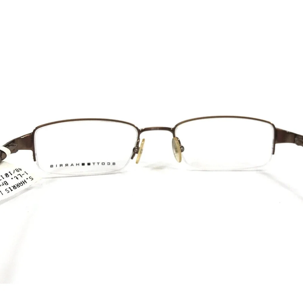 Scott Harris Eyeglasses Frames 149 01 Light Brown Rectangle Half Rim 48-18-135